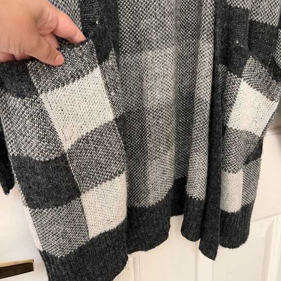 American Eagle Buffalo Plaid Open-front Wool Blend Cardigan M - Picture 4 of 10